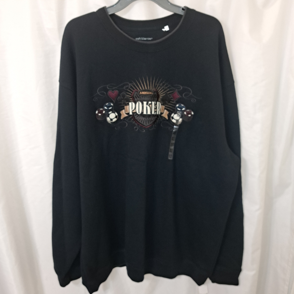 NWT Men Sz XLT Croft & Barrow Black Poker Sweatshirt Soft Inside And Out